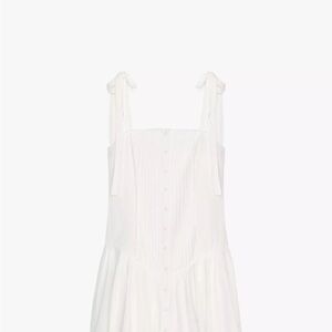 Zara White Drop waist pleated Mini Dress